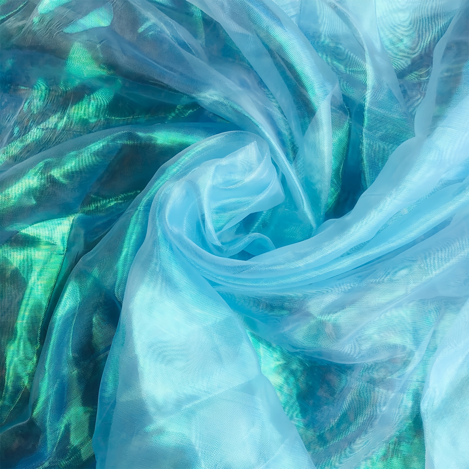 Image of Iridescent Fabric Organza Fabric Sheer 30 Ft Wide Rainbow Laser Gradient Lace Holographic Gauze For Curtain Background Wedding Party Home Decor