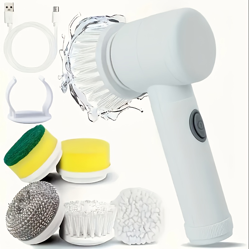  cleaning brush kitchen cleaning brush with 5 brush heads powerful rechargeable cordless handheld brush suitable for kitchens sinks cars shoes stained walls and more a must have home cleaning tool set gifting Product details 8