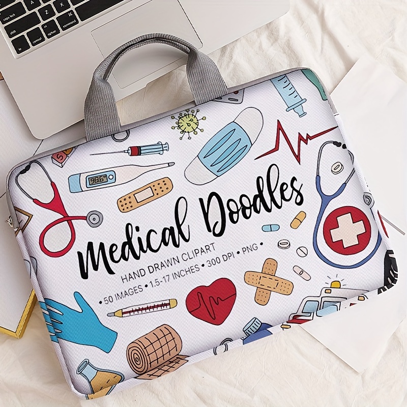 TEMU 1pc Medical Supplies Printed Notebook Computer Bag, Simple Briefcase, Notebook Computer Protective Bag, Laptop Tablet Commuter Briefcase, File