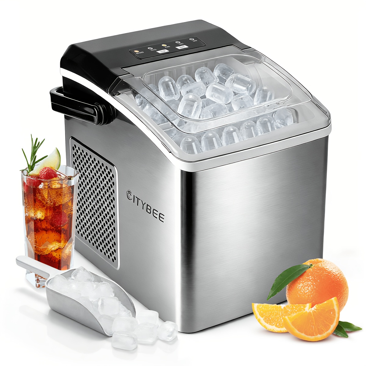 Portable Mini Ice Maker With Handle - Production, Suitable For Office, Camping, And Parties, Compact Ice Machine, Makes 9 Ice Cubes In
