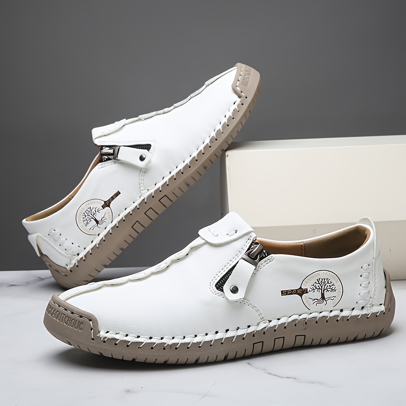 Women's Handmade Casual Loafers, Comfortable Sneakers with Zipper Closure