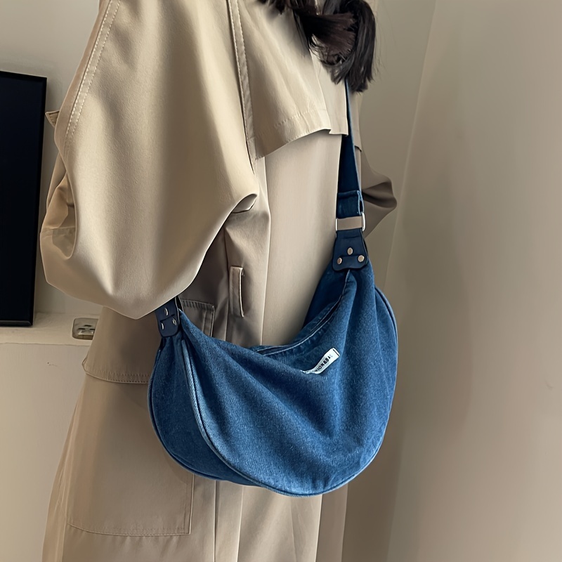 

Fashion Retro Shoulder Bag, Casual Denim Large Capacity Shoulder Bag, Women's Outdoor Commuter Crossbody Bag