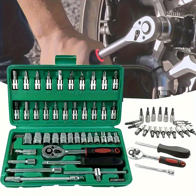 conjunto de ferramentas portáteis de   de automóveis,     para   de automóveis, bicicletas e motocicletas, conjunto de ferramentas manuais multifuncionais e conjunto de chave de   lb46&216-2 detalhes 1