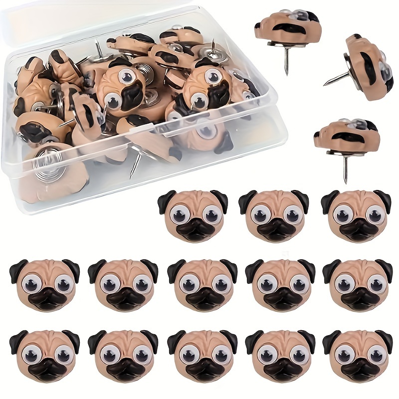 

9pcs Cute Pug Dog Pushpins - Abs Resin, Desk, Bulletin Boards & Photo Walls - Essential Office Supplies, Dog Pins