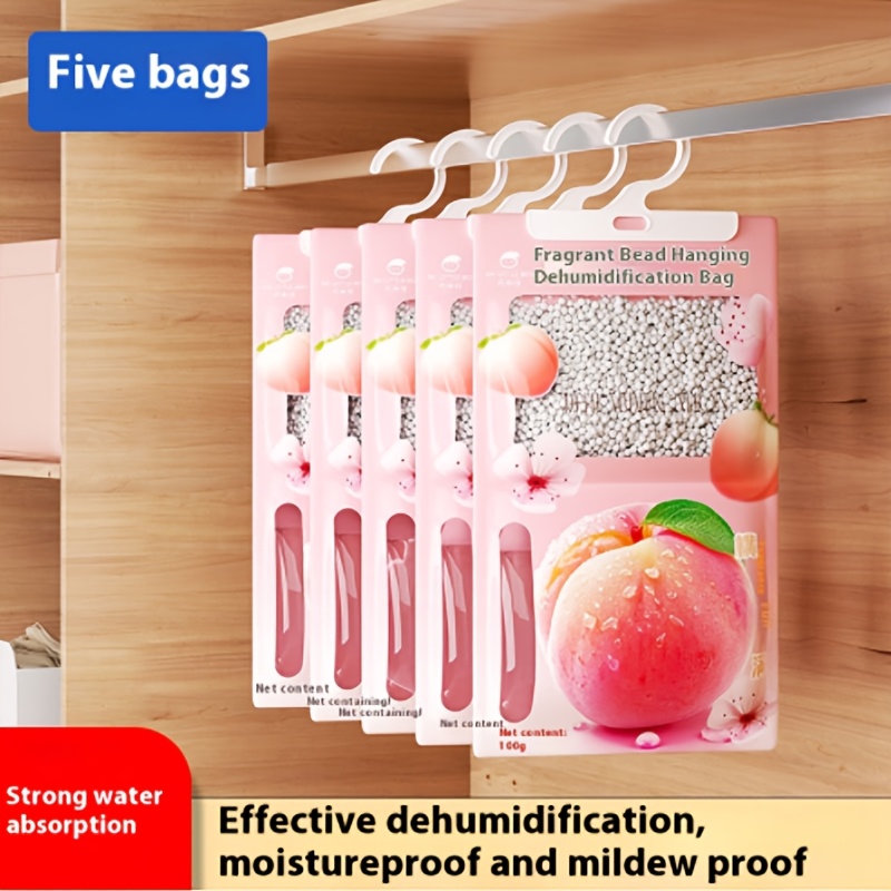 

Peach-scented Dehumidifier Bags 3/5/10pcs - Dry, Ideal For Bedrooms, Living Rooms, Kitchens & More - No Power Needed, Hangable Indoor Moisture