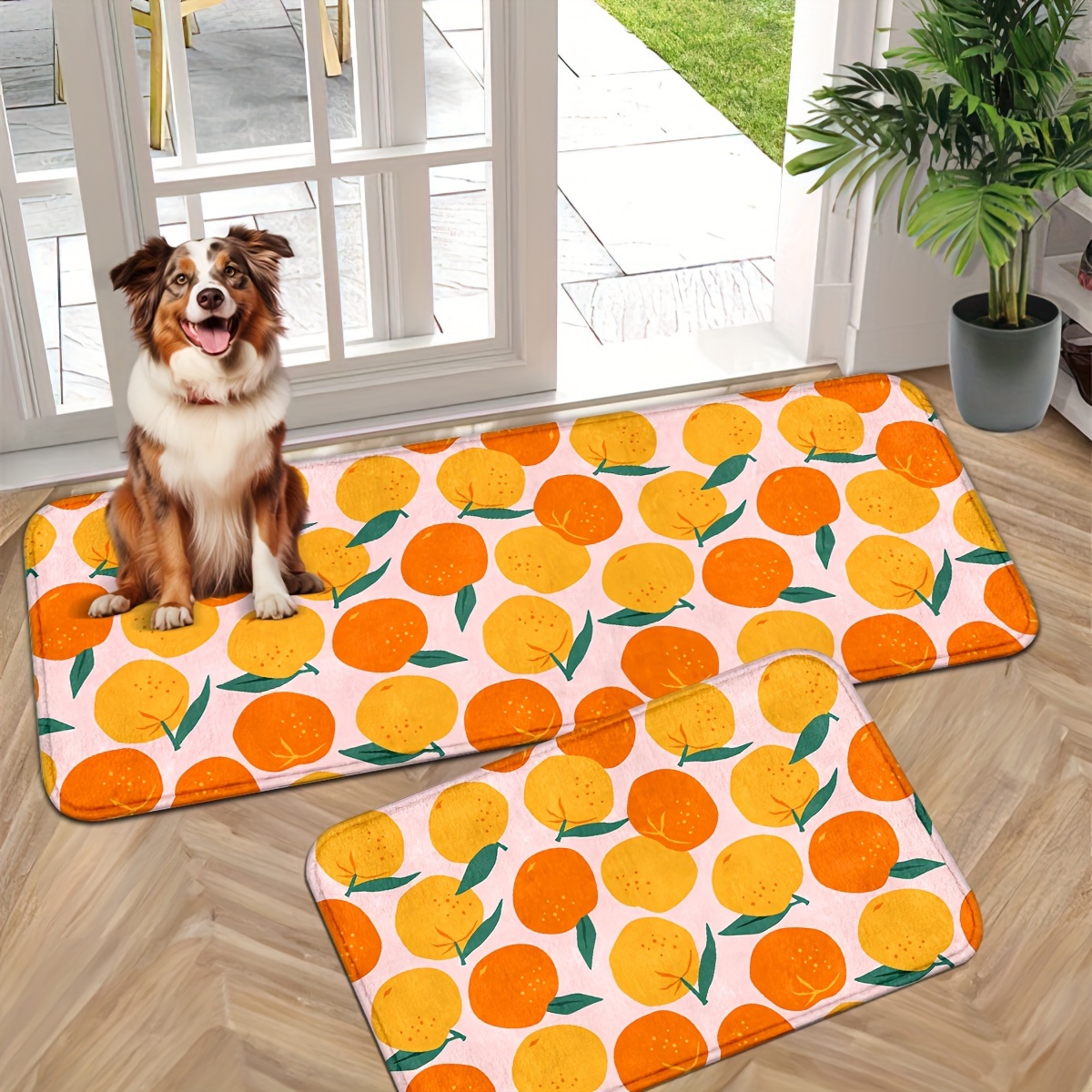 

Polyester Fruit Pattern Kitchen Rugs Set - Machine Washable, Knit Weave, Non-slip, Absorbent Runner Mats For Home, Office, Sink, Laundry Room - Spring Decor, Multiple Sizes Available