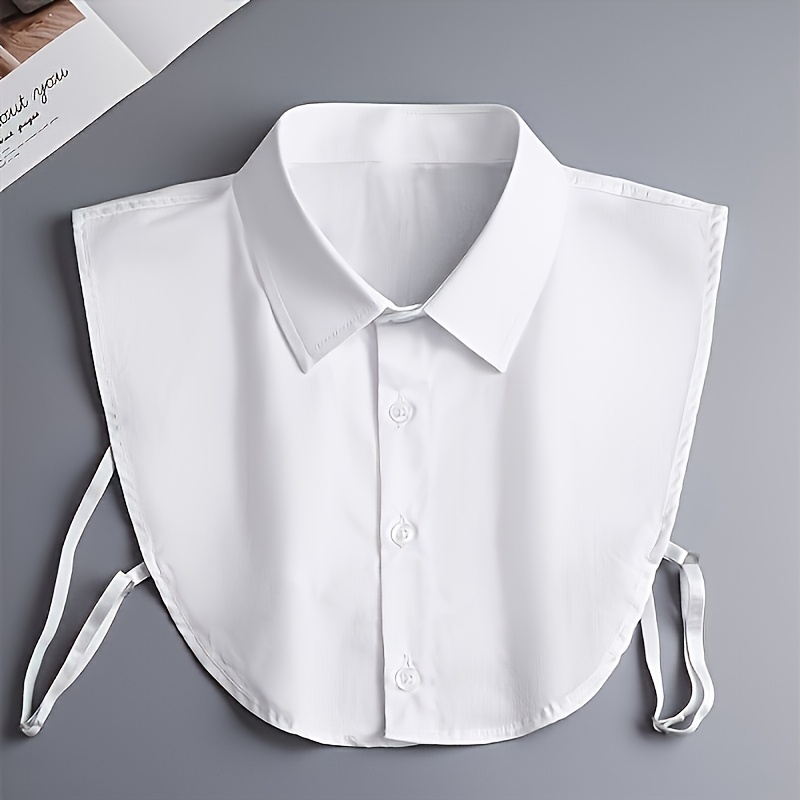 1pc Women's Universal Faux Collar Formal Shirt, Detachable Fake Collar Half Shirt, 100% Polyester Shirt Bow, Hand Wash Or , Faux Collar Suitable For Dresses And Tops - Women's