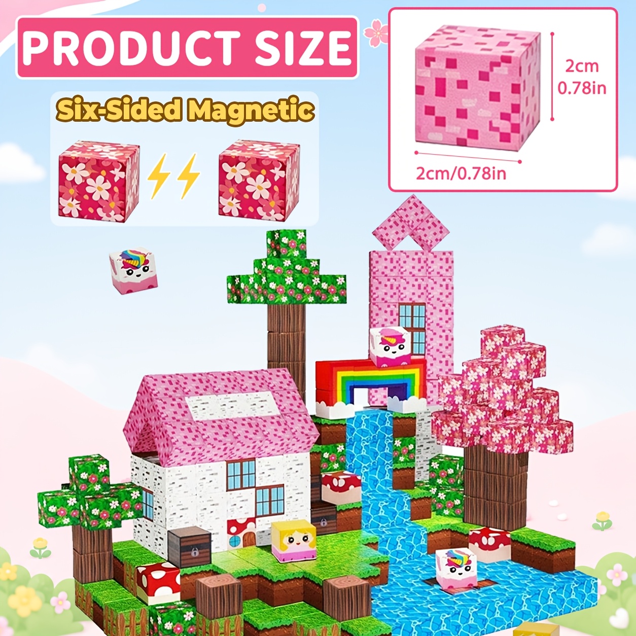 Magnetic Unicorn Building Cubes for Kids, STEM Sensory Stacking Toy