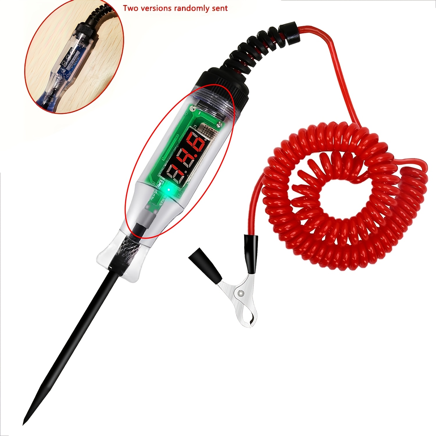 TEMU Lápiz de prueba de de voltaje para camiones automotrices de 6-24 , probador eléctrico para automóviles equipado con una larga y pantalla de