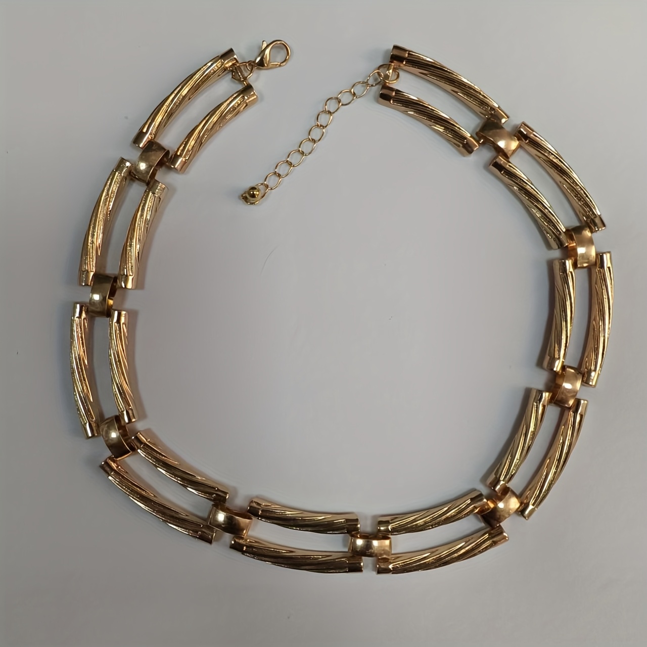 TEMU Simple Geometric Chain Collar Necklace Metal Punk Hip Hop Style Patch Neck Choker Necklace Nightclub Jewelry