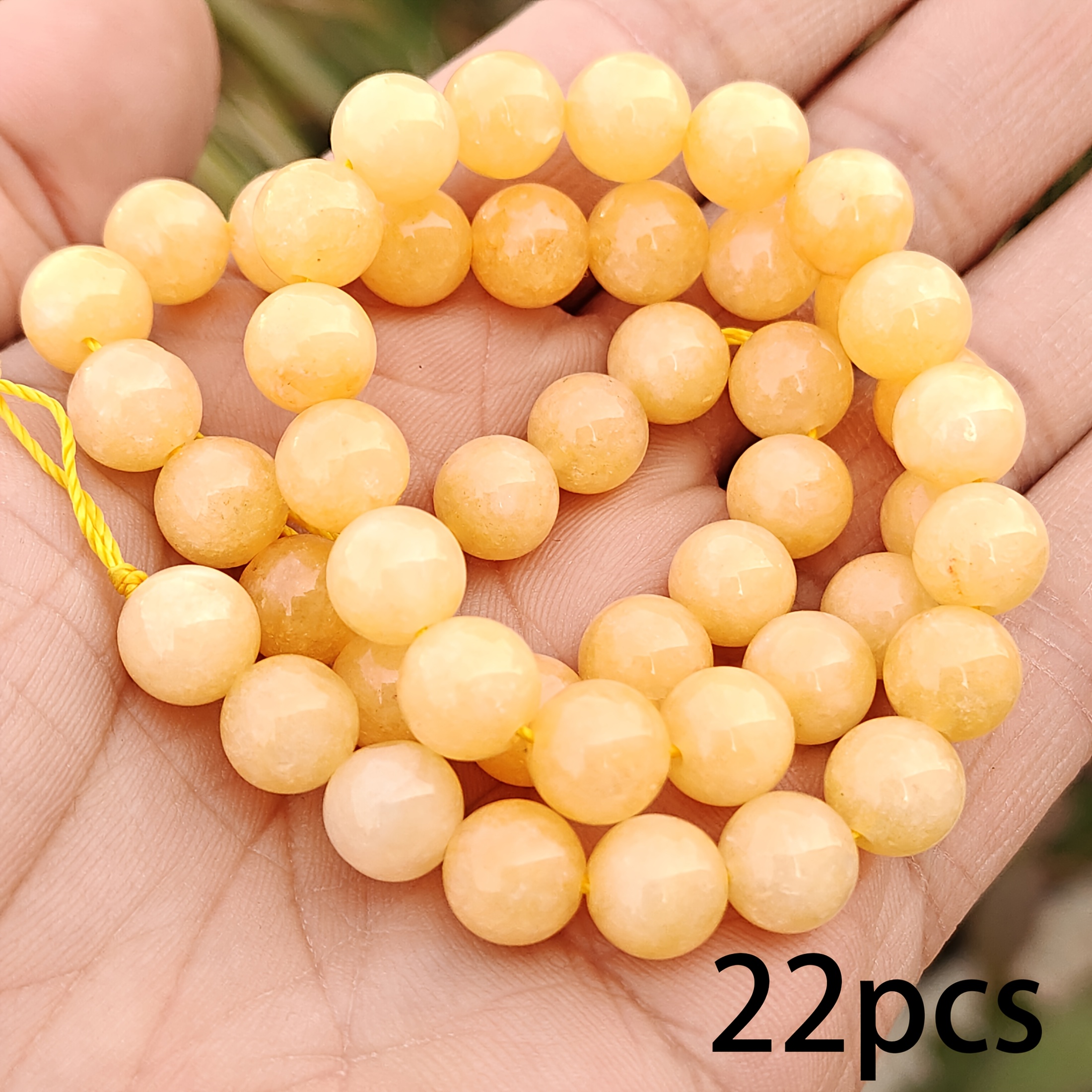 TEMU Perles en naturelle jaune de 6/8/10 mm, matériaux de fabrication de bijoux, adaptées pour collier, bracelet, boucle d'oreille, de téléphone et