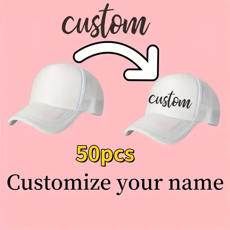 TEMU 50 Custom Logo/name Trucker-style Baseball Caps - Adjustable Snapback, Lightweight And Breathable Mesh Back, Unisex, Multiple Colors , Suitable