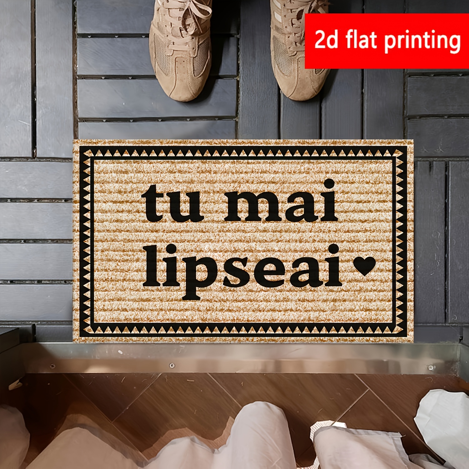 TEMU 2d Flat Printing, 1pc Interesting Welcome Felt Floor Mat, Anti-slip And Easy To Clean And , Lightweight, Washable For Carpets, Suitable For
