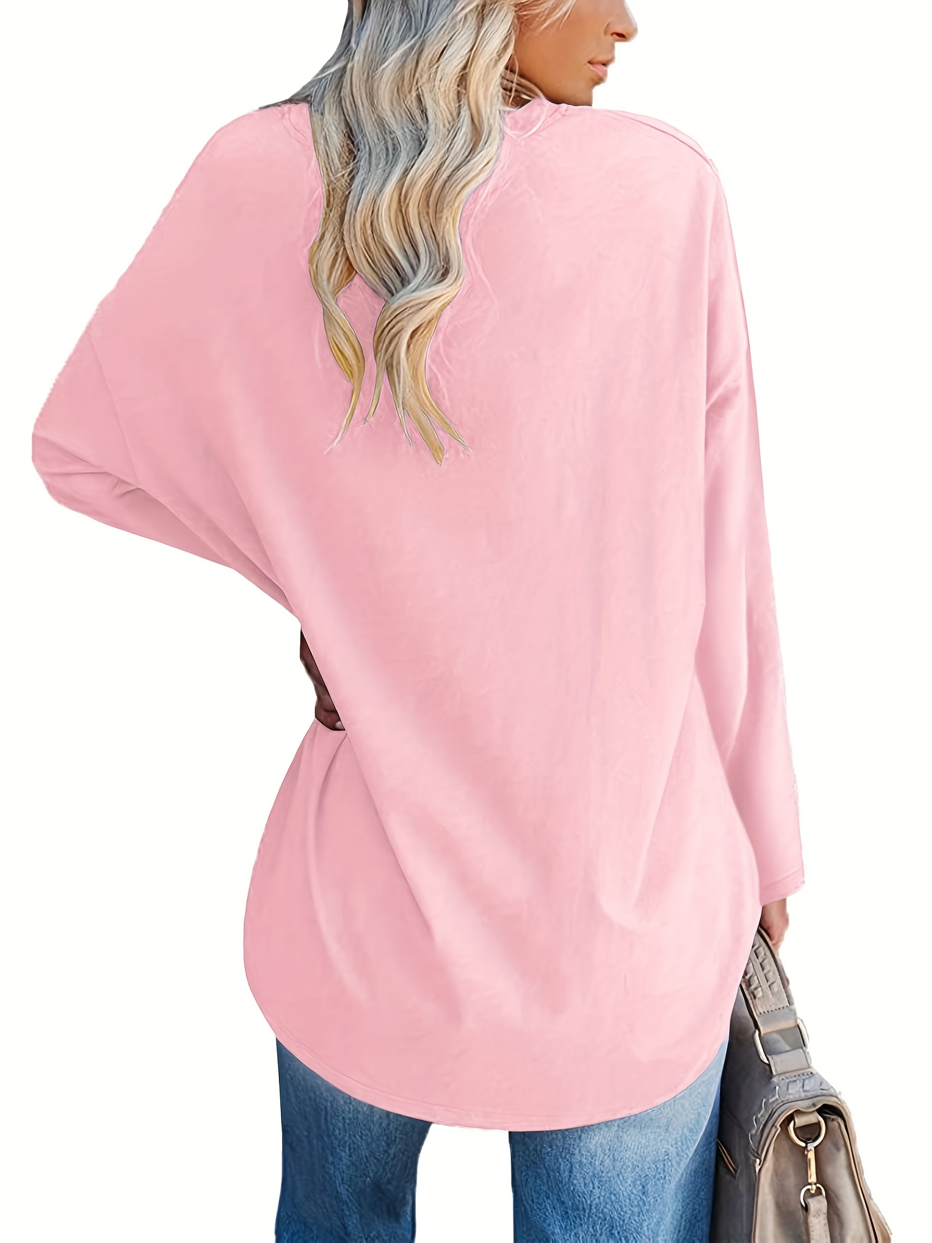 Moterys ilga marškinėlė, oversize, ilgi rankoviai, apykaklė/T-Shirt/Puloveris/Pradinė tunika