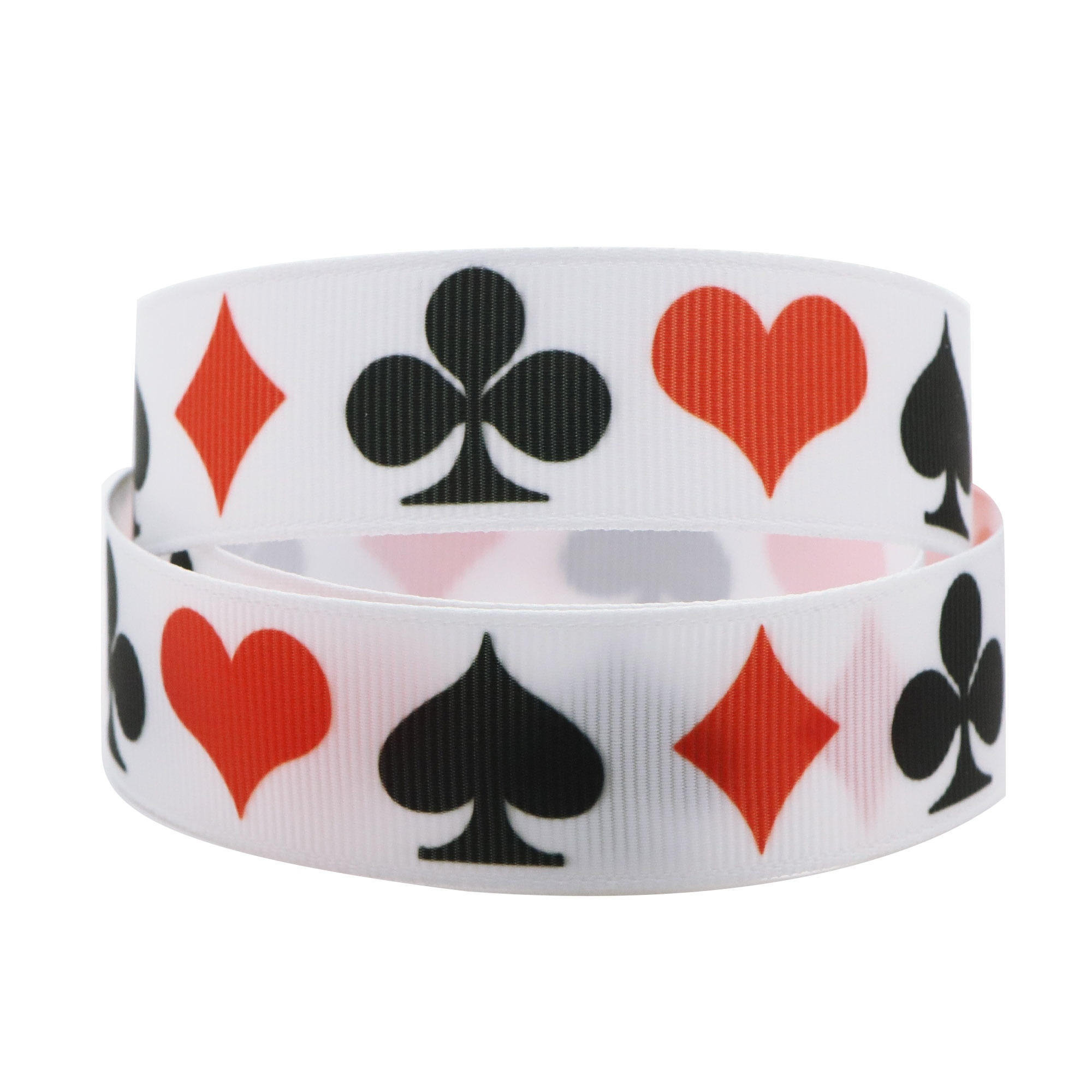 TEMU Ruban en gros grain de polyester imprimé sur le thème du poker de 5 yards - Largeurs polyvalentes (16 mm/25 mm/38 mm/50 mm/75 mm) pour