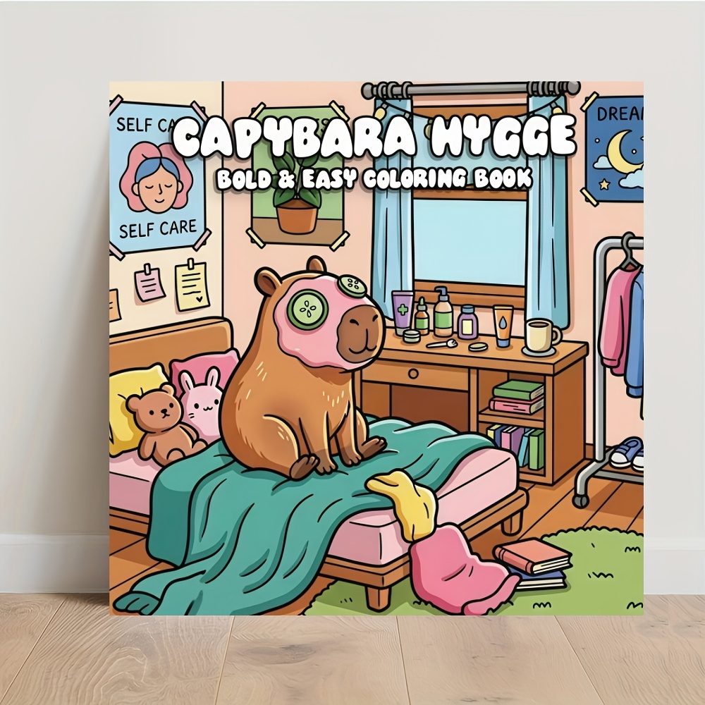 Image of 1 Capybara Coloring Book, Cozy And Comfortable Nordic Style Coloring Pages, Featuring Scenes And Adorable Capybara Moments To Relax And Stress, Suitable For Adults And Teens