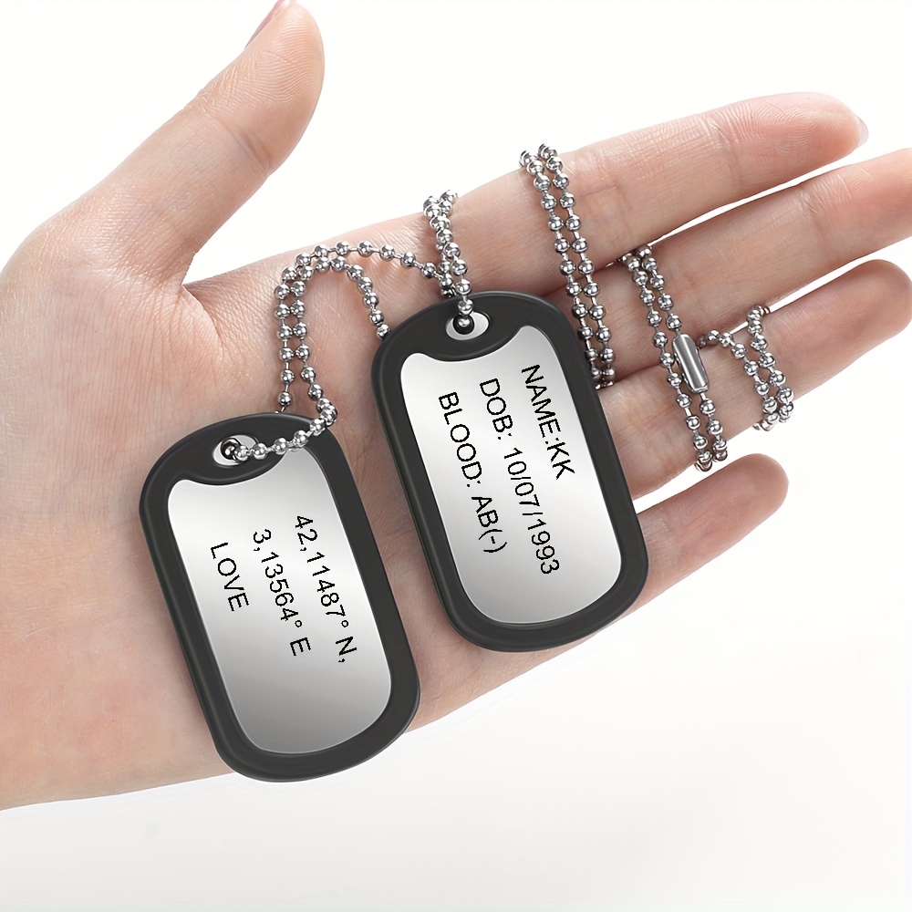 custom double pendant military style mens necklace laser Temu - Main Image