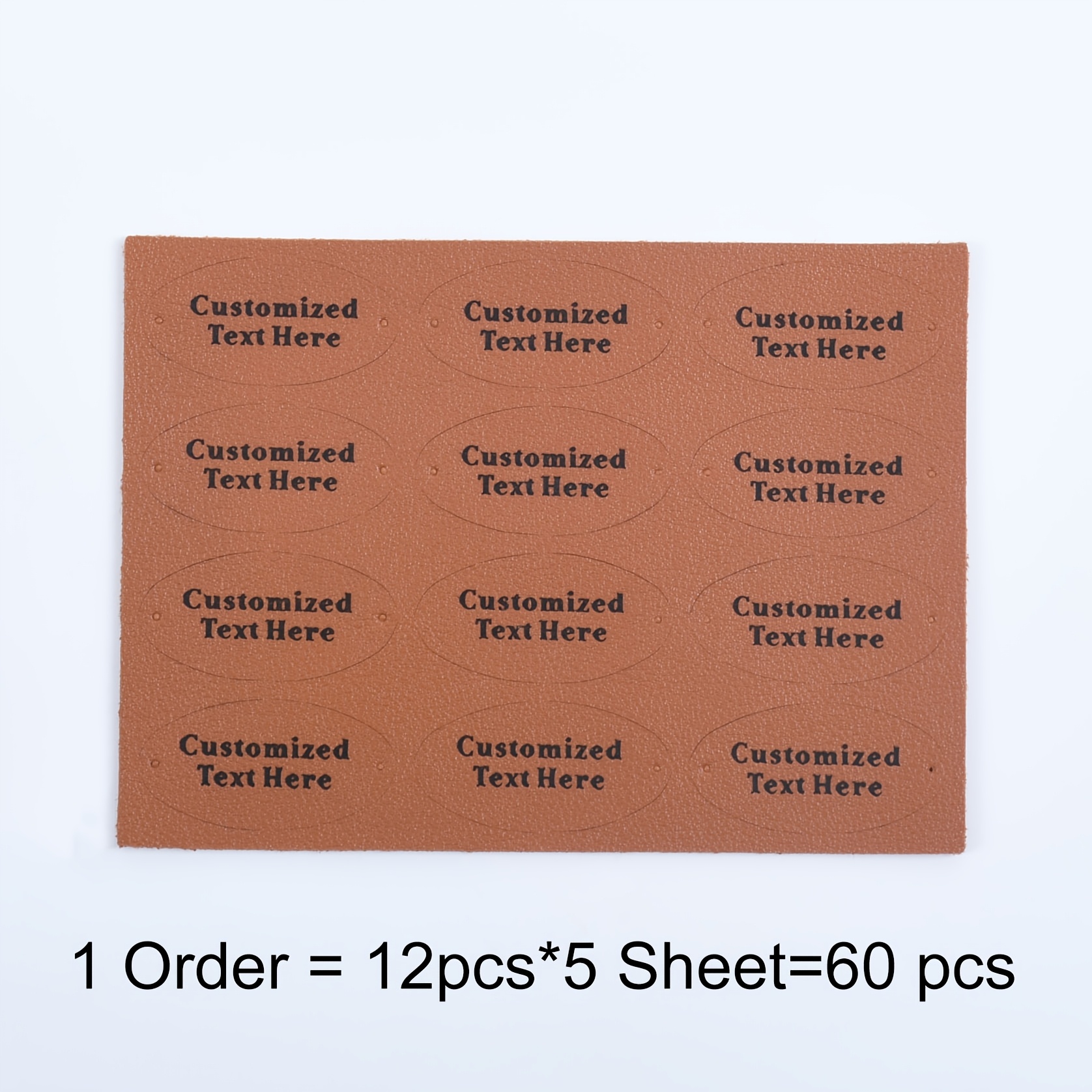 TEMU 60pcs Back To School Personalized Custom Ellipse Faux Leather Labels, Handmade Faux Leather With 2 Hole Design Tags For , Gifts And Packaging,