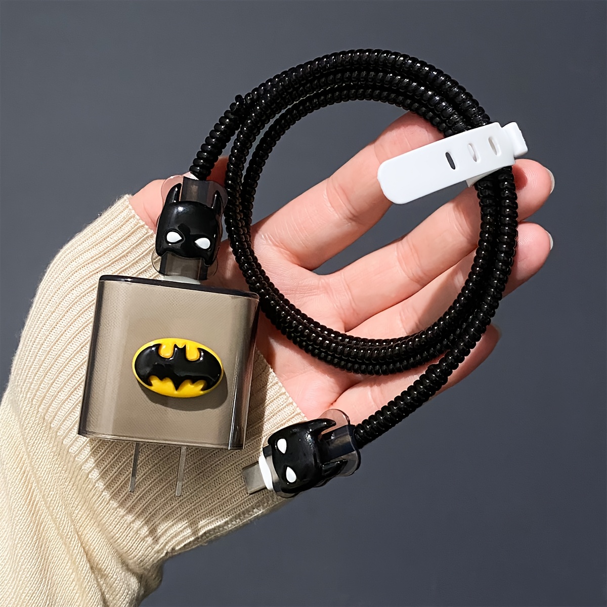 TEMU Warner . Batman Cable Organizer Bag And Box Set, Cable Storage Case, Data Cable Organizer, Storage Accessories Protective Cover, Data Cable