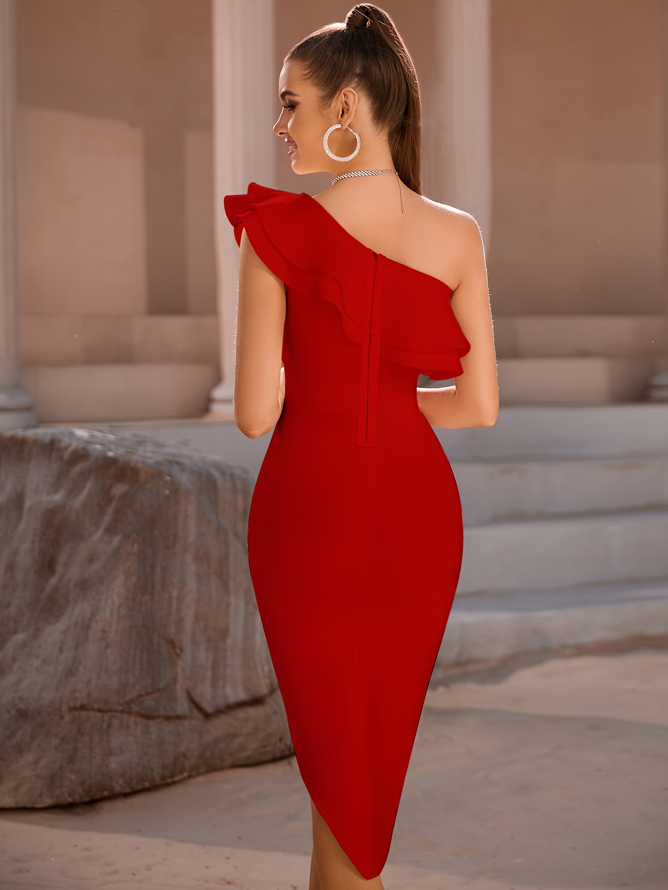 red jacquard dress SAU LEE Jill Chinese Jacquard Pencil Dress, Red main image 1