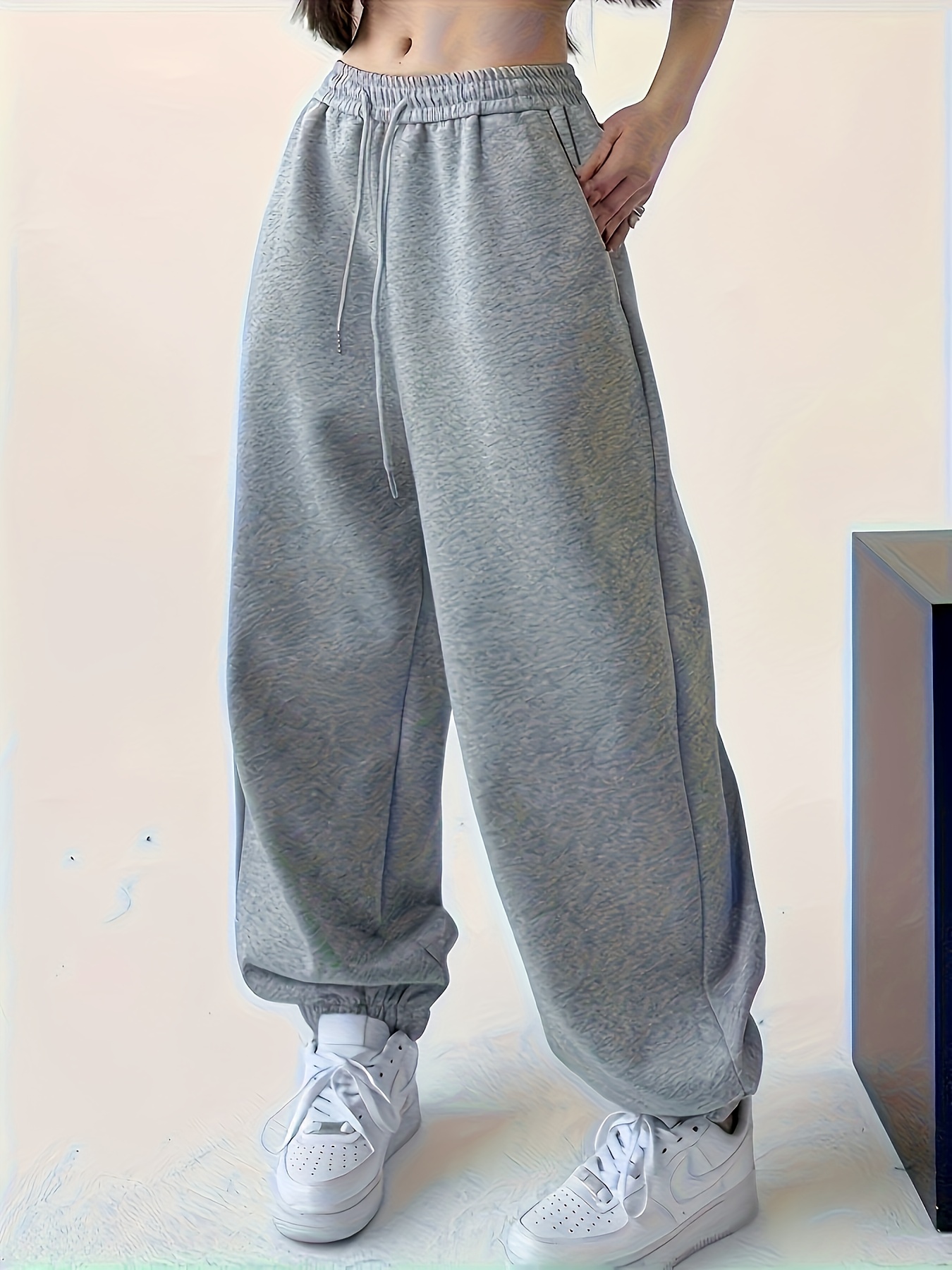 womens loose fit jogger pants elastic drawstring waist casual pants   lounge everyday pants in   gray neutral tones non stretchy leg for casual outfits   everyday pants jogging pants  able clothing   smooth texture fabric clothing relaxed fit breathable material   trousers enthusiasts lounge wear loose fit lightweight fabric jogger trousers lifestyle   soft material   versatile grey 0