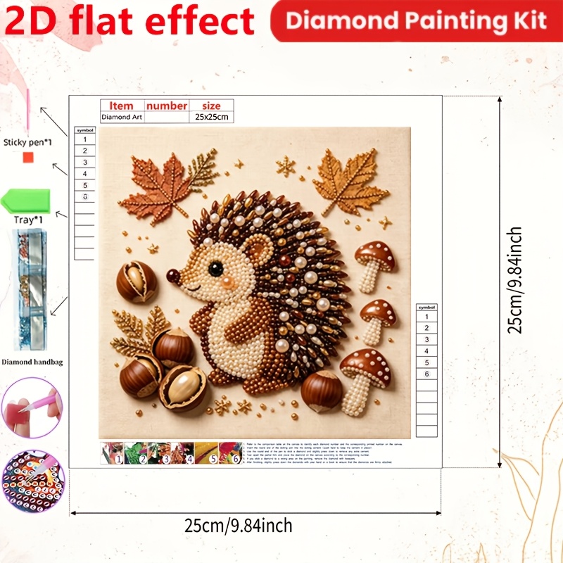 TEMU Kit de peinture diamant 2D/à impression plate, nouveau modèle de , forêt d'automne, design avec colle diamant, avec outils et sac diamant ,