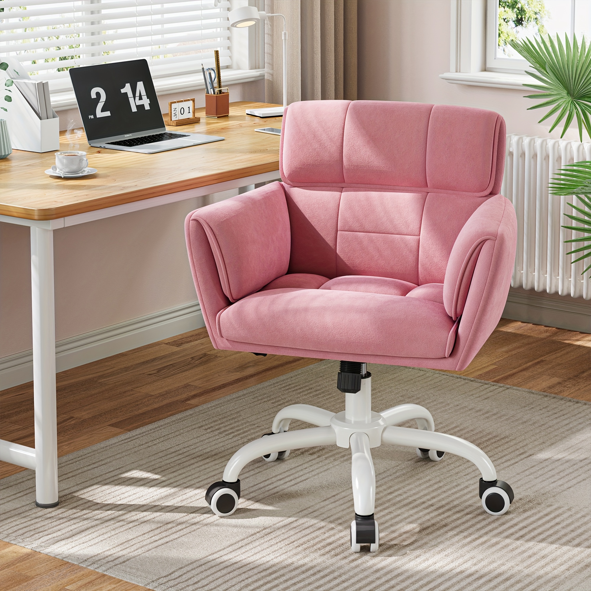 TEMU Warm & Comfortable Office Chair For Autumn & Winter, Breathable Height-adjustable Swivel Chair, For Long Sitting, Cool & Non-sweaty Backrest,
