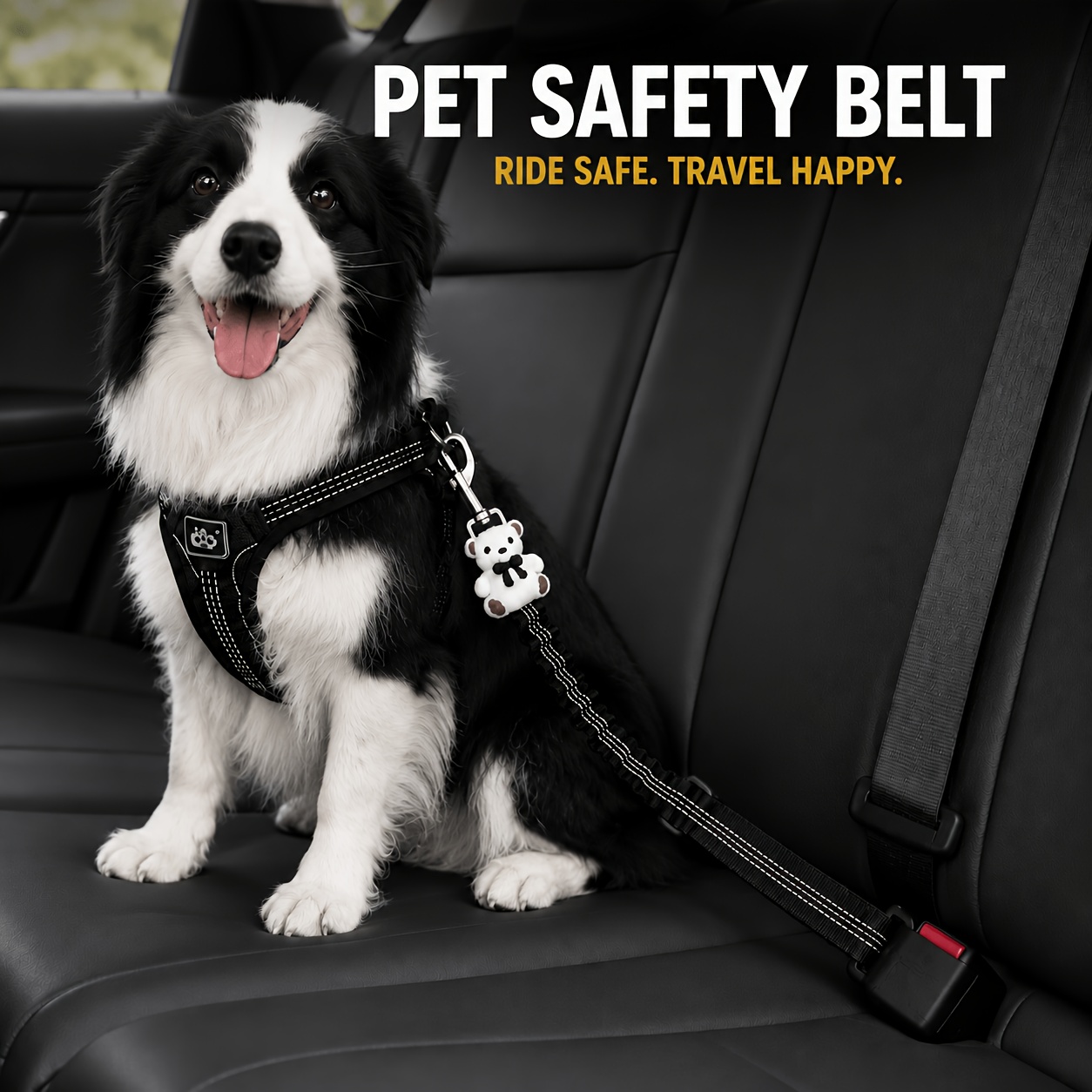 TEMU Harnais de sécurité pour animaux de compagnie de type pour voiture avec laisse rembourrée réfléchissante, boucle métallique réglable et crochet