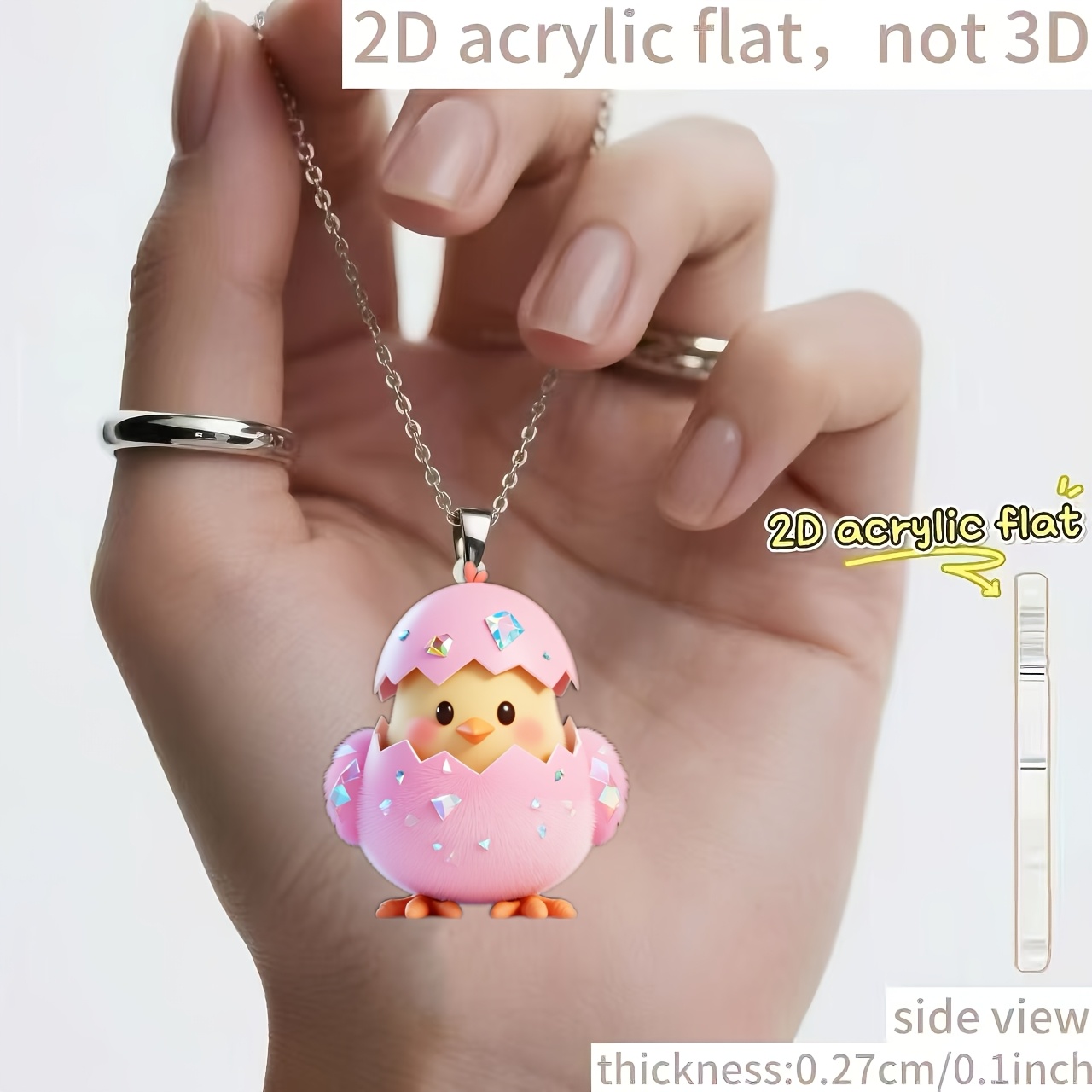 Cute Little Chick Acrylic Pendant Necklace, Gift for Her