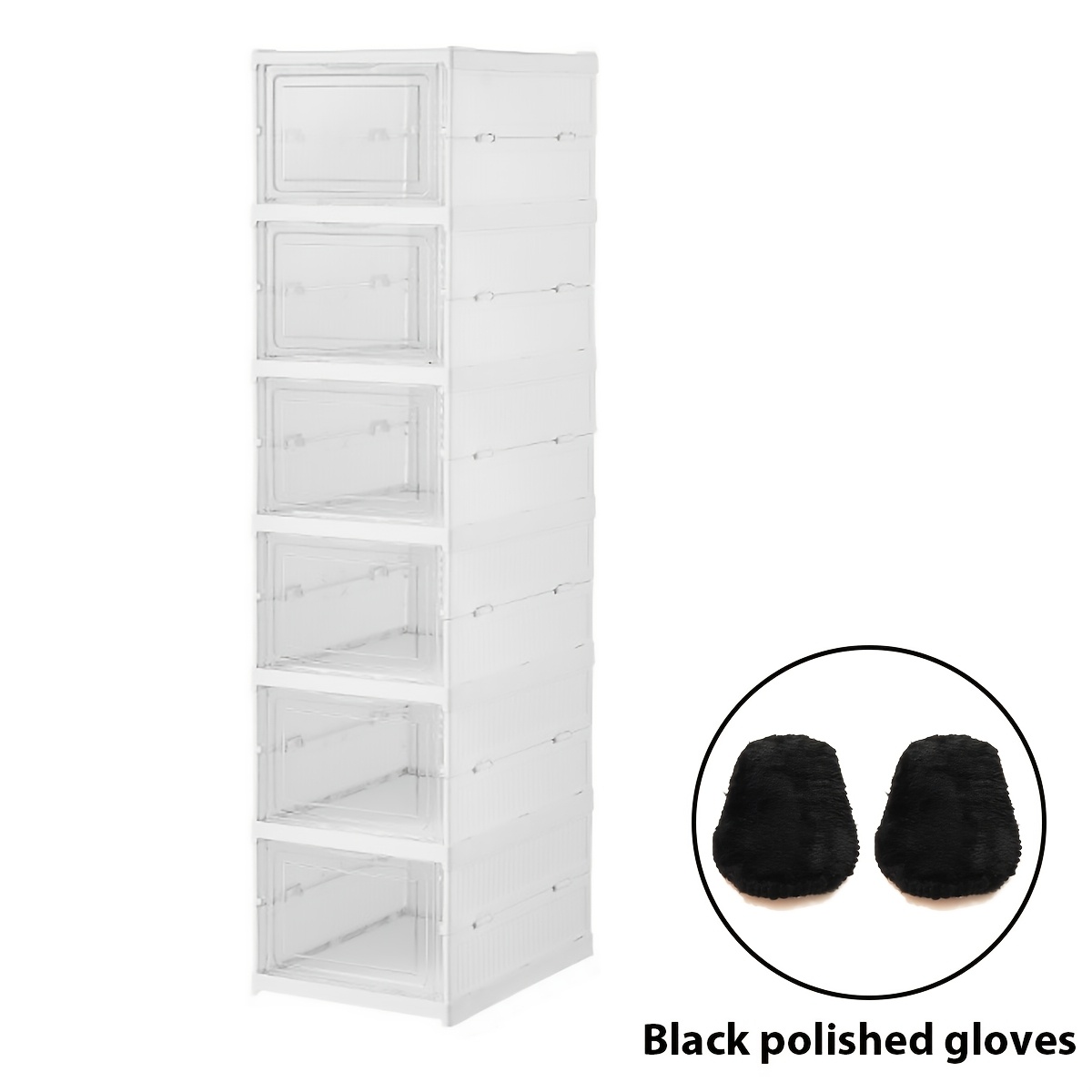 TEMU 6 Tiers Foldable Shoe Storage Organizer With 2pcs Shoe Polishing Gloves, Shoes Storage Boxes, Dust-proof, Quick Assembly And Space Saving, Ideal