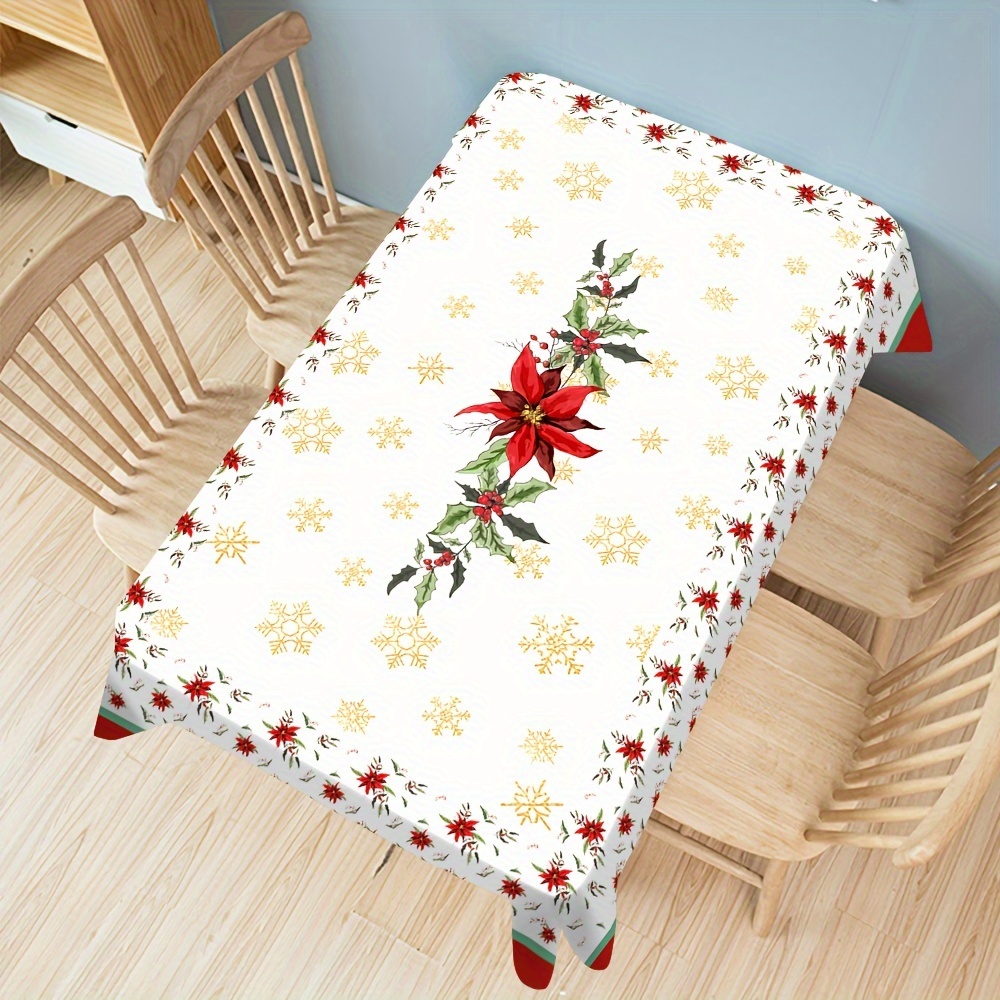 

1pc Christmas Theme Indoor And Outdoor Tablecloths, Oil-proof And Water-proof, For Top Decoration Fabric Tablecloths, Home Decoration, Christmas Decoration, Gifts, Fabrics, Add Holiday Joy Tablecloths