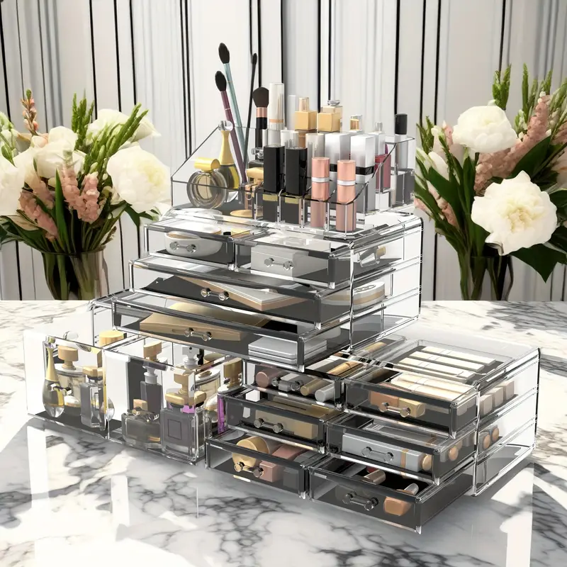 12 drawer 4 tier cosmetic storage box large capacity christmas decorative organizer jewelry and gifts display vanity bathroom dresser and countertop best for christmas Product details 2