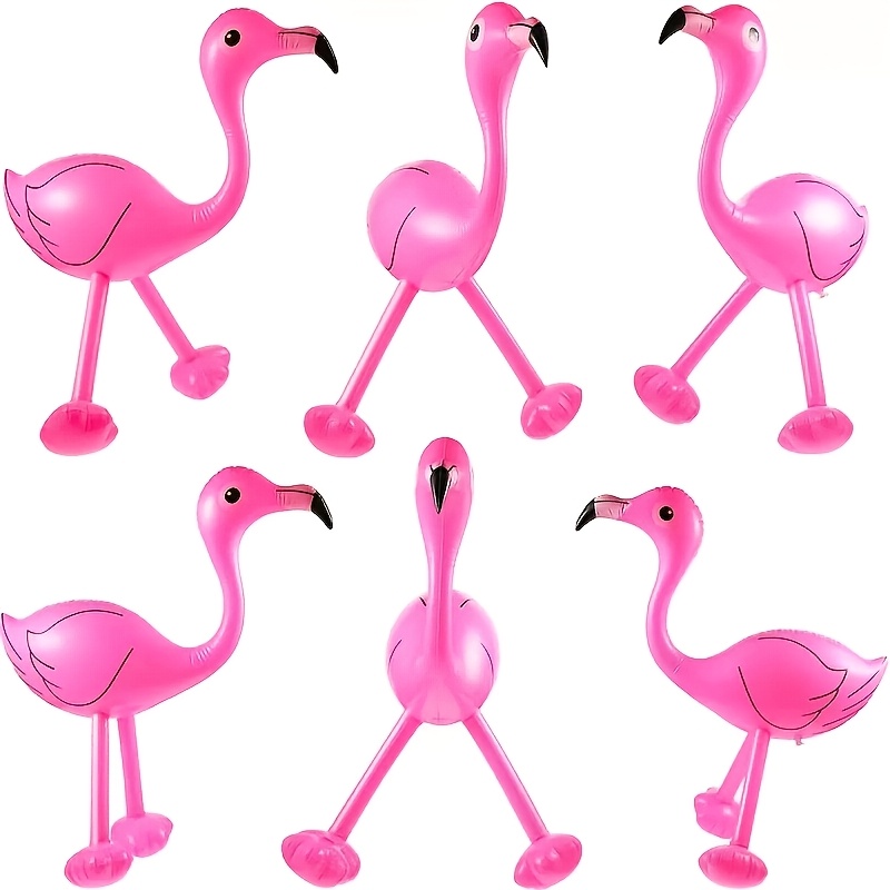 6pcs Inflatable Novelty Party Flamingo Gifts, Pvc Pink Realistic Animal For Parties, Events, Home Decor, Suitable For Outdoor Beach Decorations And Holiday Decoration Supplies Halloween