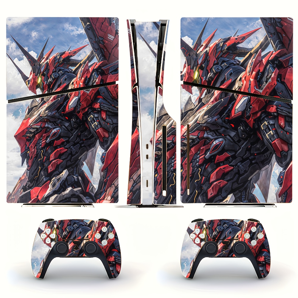 TEMU Para PS5 Console de Disco & Controle Conjunto - Série Cyber Mecha Armor | Adesivos de Vinil Robô Futurístico, -