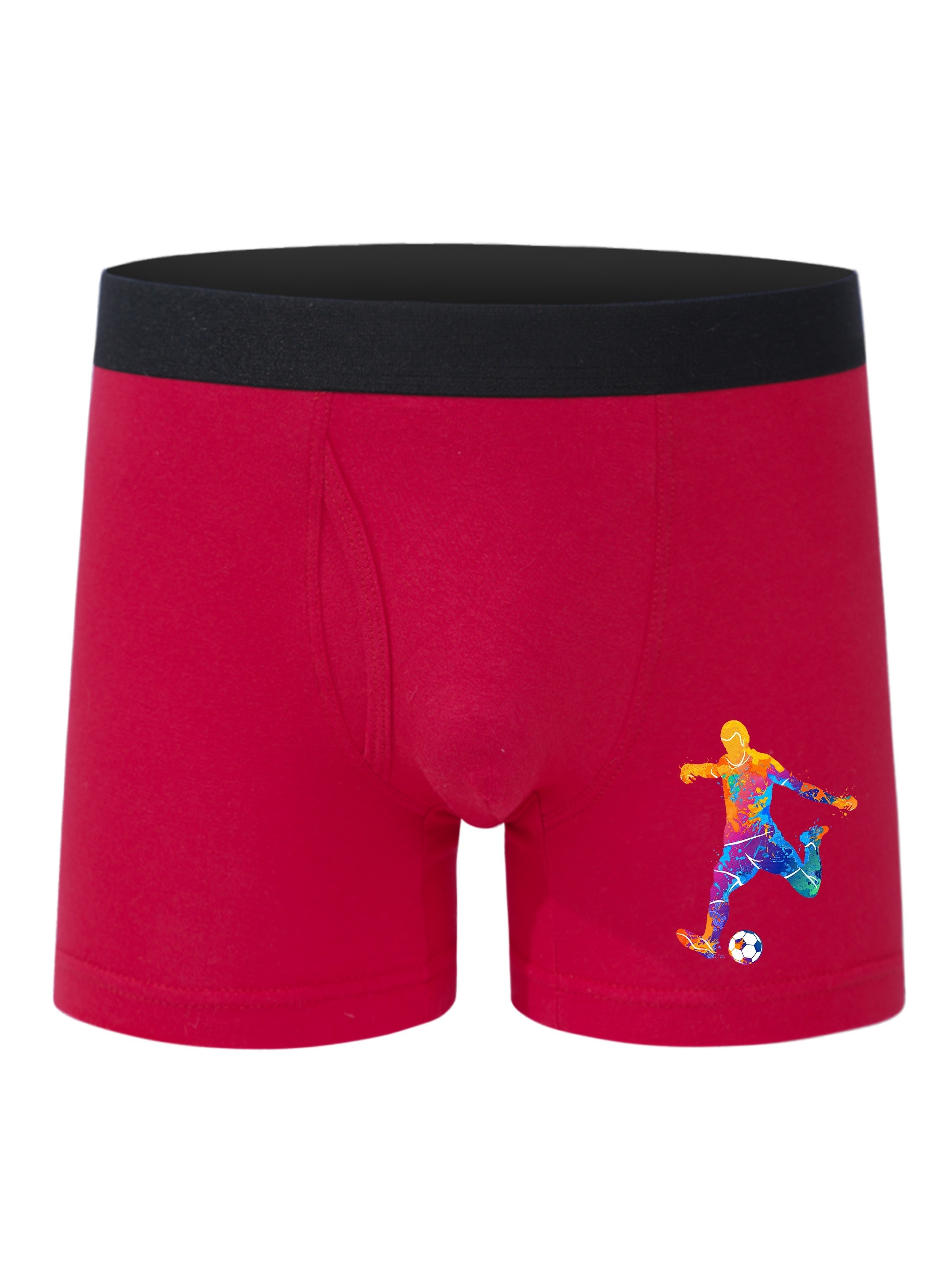 5pcs Cartoon Athlete Print Boys' Boxer Briefs Set, Boys Half Open Front  Breathable Comfortable 95% Cotton Stretch Fashion Sports Underwear