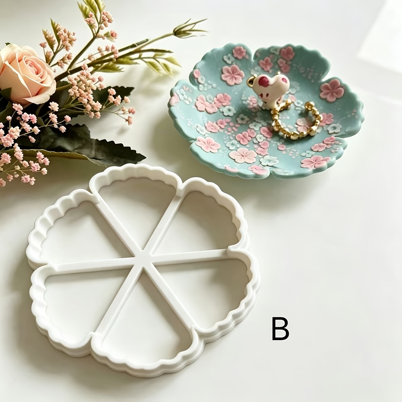 TEMU Porte-fleur et emporte-pièce pour polymère, moule pour décorer de plats à bibelots, parfait pour une décoration d'intérieur de style rustique,