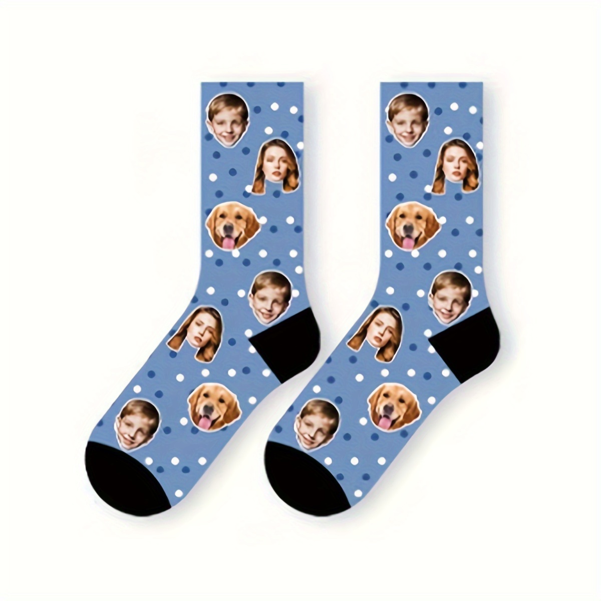 TEMU 1 Pair Custom Photo Print Mid-calf Socks, Personalized Couple Socks Funny Pictures, Polyester & Blend, Hand , For Valentine's Day, Birthdays &