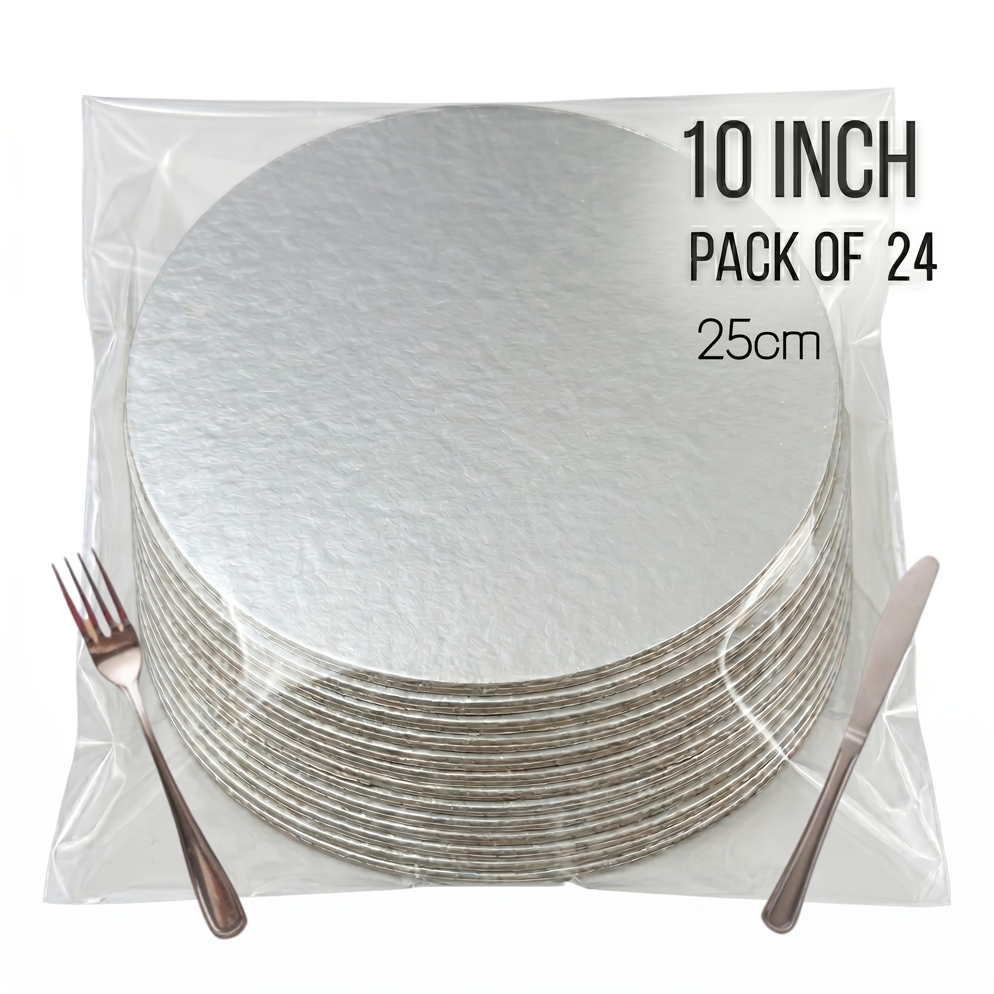 TEMU 12/24 Aluminum Foil Round Cake Boards 6/8/10/12 Inch, Greaseproof Disposable Foil Cake Circles Base For Christmas, Wedding, Birthday, New Year
