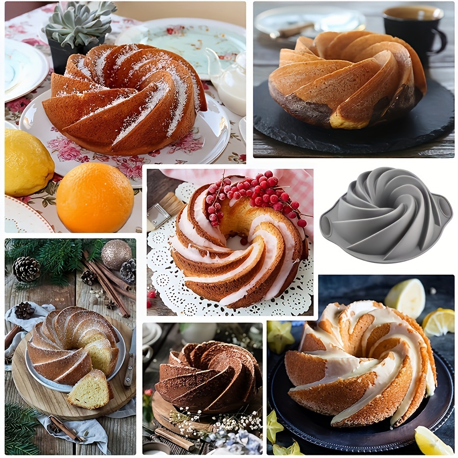 1pc silicone bundt pan 11 2in non stick food grade cake mold oven safe baking accessory kitchen supply grey details 4