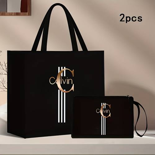 2pcs womens 2pcs handbag set tote crossbody bag with print design magnetic closure interior suitable for daily use travel tote and crossbody bag combo with polyester lining