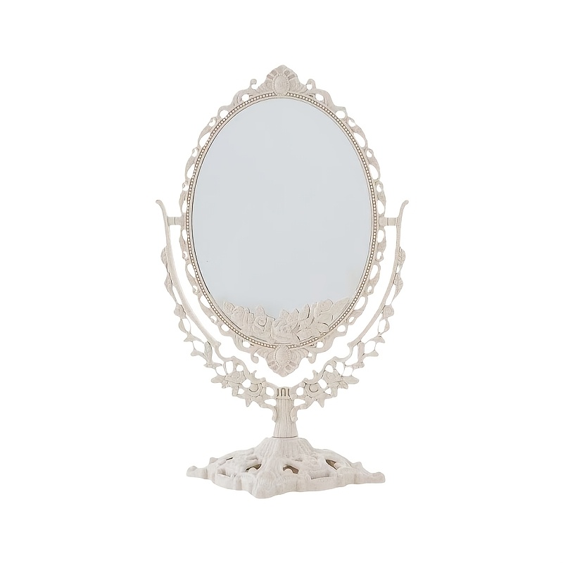 E-shop Beige Europäischer Vintage Doppelseitiger Schminkspiegel, Prinzessin Schminktisch Drehbarer Schminkspiegel, Nicht Elektrisch, Doppelseitiger HD