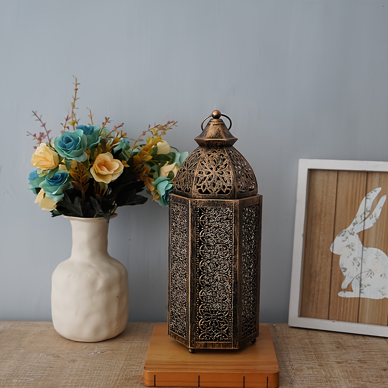 TEMU 1pc Ornements de bougeoirs en métal , bougeoirs lanternes décoratifs de bureau et à suspendre, adaptés à pour les fêtes de famille (les bougies