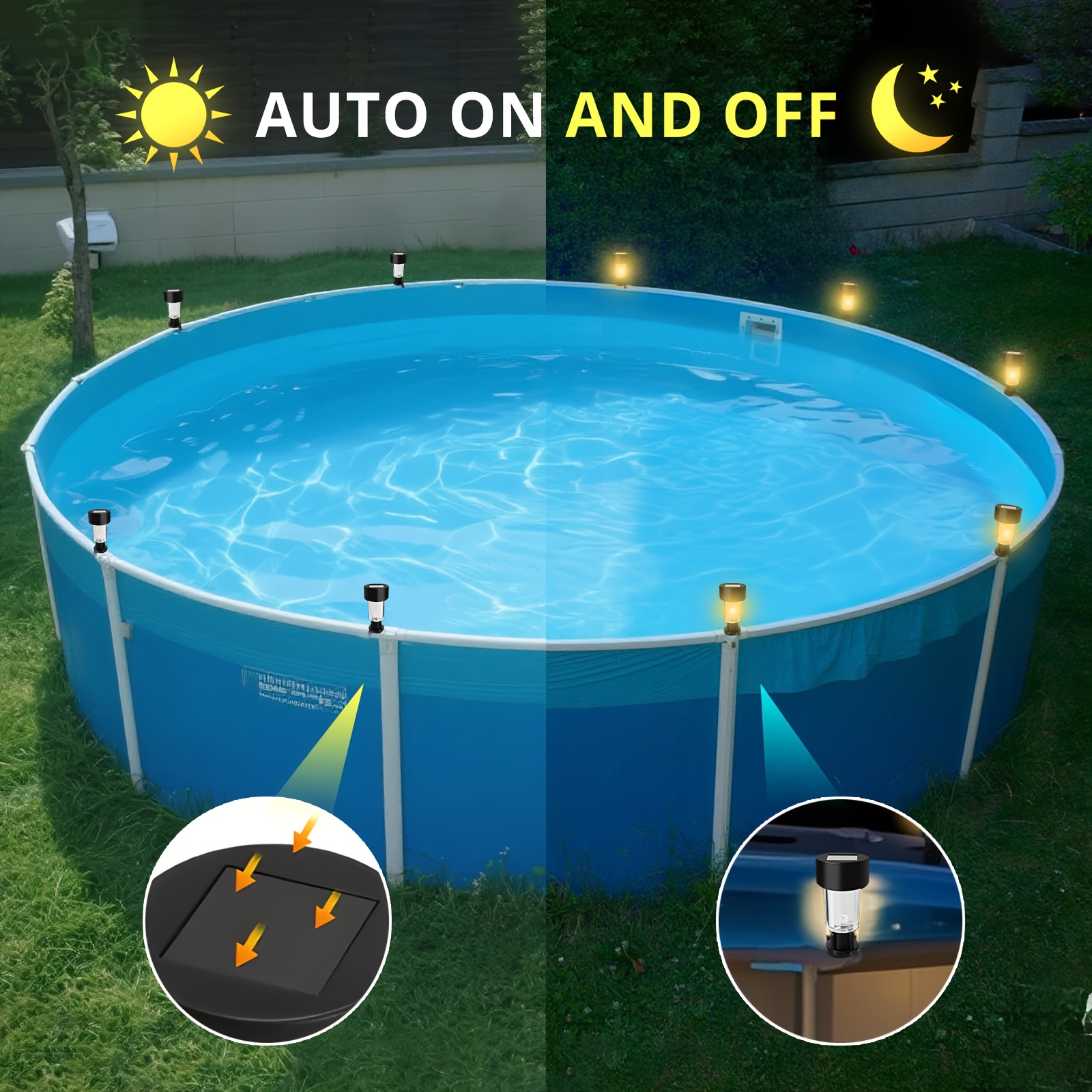 TEMU High-quality Six-piece Solar Lamp. Supports Dimming, Waterproof And Durable, With A Reinforced Stand., Instantly Enhance Charm Of The Swimming Pool And Courtyard.