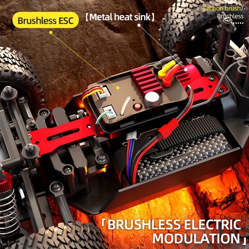 ZNLYRION 2025 Off-Road RC Car with 2 Batteries, 55KM/H Speed, Full Metal Drive Shaft & LED Lights - Multi-Function Remote Control, Durable Plastic Construction for RC Toy Enthusiasts, Vibrant Color Scheme, Sturdy Build