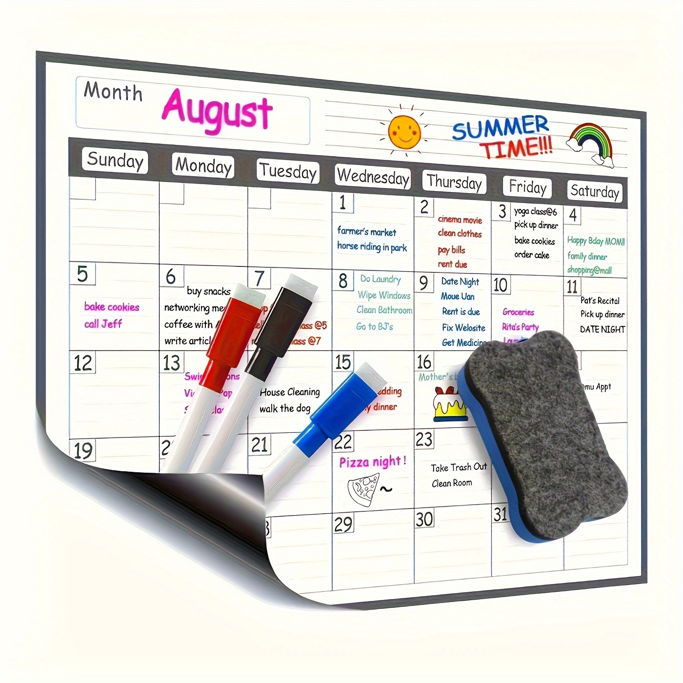 

Easy-to-use Magnetic Dry Erase Calendar For Fridge - Monthly Planner With Free Marker, Kitchen Organization