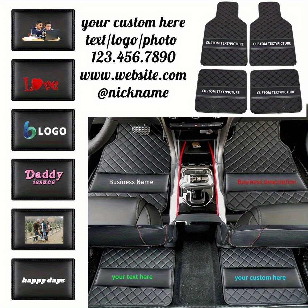 

Custom Text Pu Leather Car Floor Mats 4-piece Set, Universal Fit All-weather Personalized Auto Floor Mats With Anti-slip Design, Suitable For Cars, Sedans, Trucks, And Suvs - Muchkey