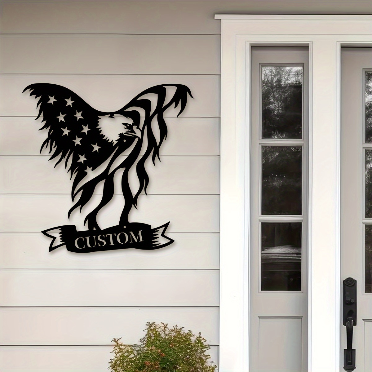 

1pc Custom Flag Owl Wall Art, Personalized Names Flag Owl Signs, Farmhouse Wall Decor, Metal Flag Owl Art, Custom Names Decor For Porches, Patio, Gifts