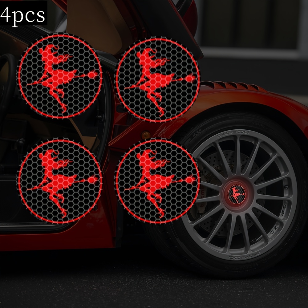 4pcs Car Wheel Center Stickers, Simple And Easy To Apply Waterproof Vinyl Car Stickers Suitable For Halloween Car Wheel Center Decoration - Diy Car Decorations