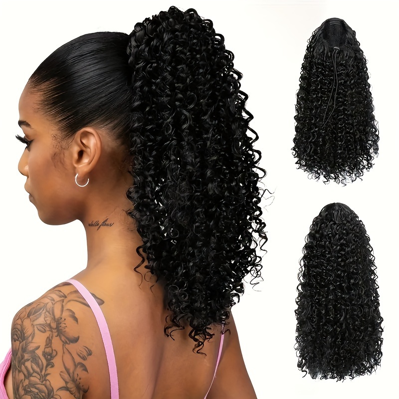 

Elegant 16" Synthetic Ponytail Extension - Texture, Drawstring & Clip-on Options For Women