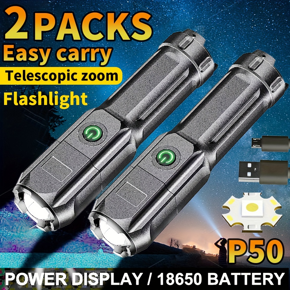 

2 Mini Portable Flashlights, Usb Charging, Small Size But , Multiple Light , Suitable For Home, Outdoor, Night Fishing, Camping And Other